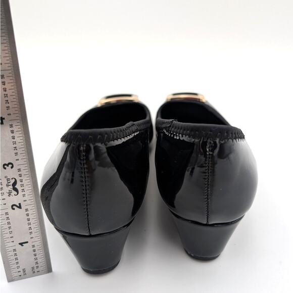 Bandolino Tad Wedge Pumps Women's Buckle Slip On Black Size US7.5M EU38 - Picture 5 of 10